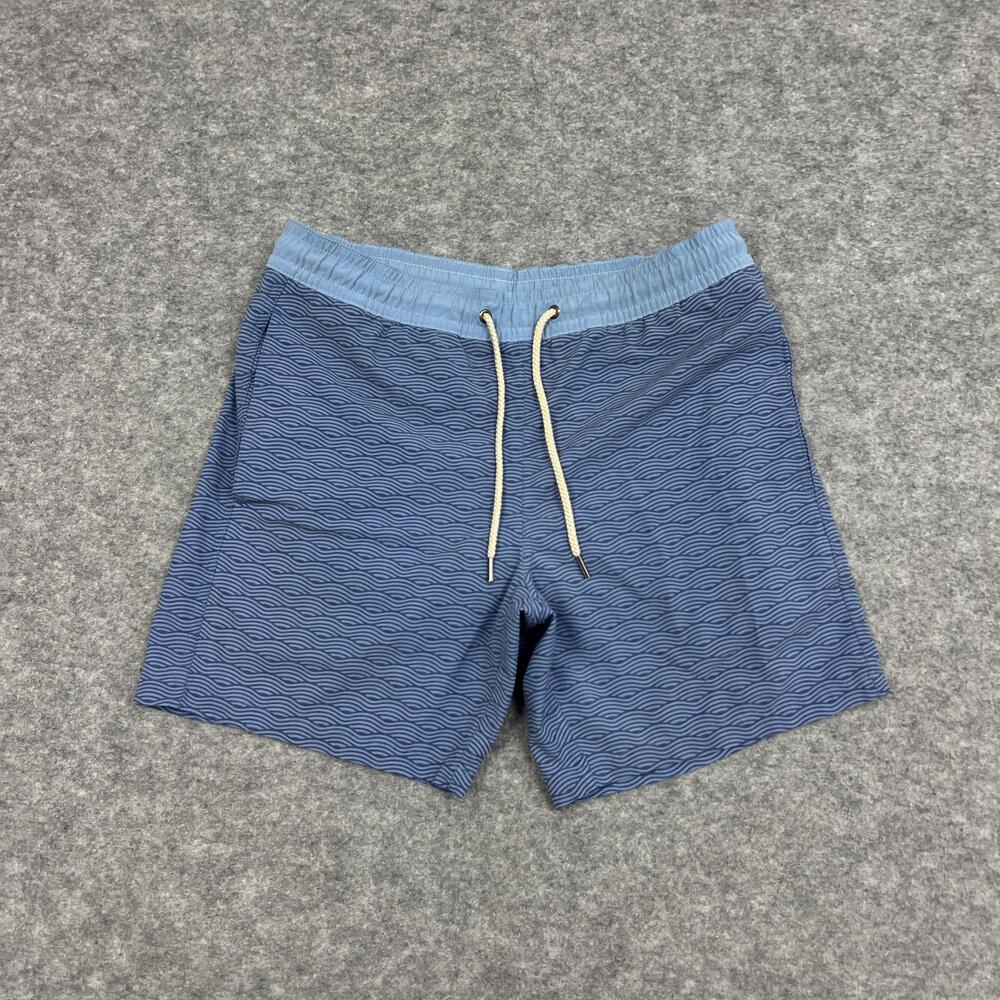 Fair Harbor Swim Trunks Mens S Blue Geometric Drawstring Pockets Shorts FITS32x6